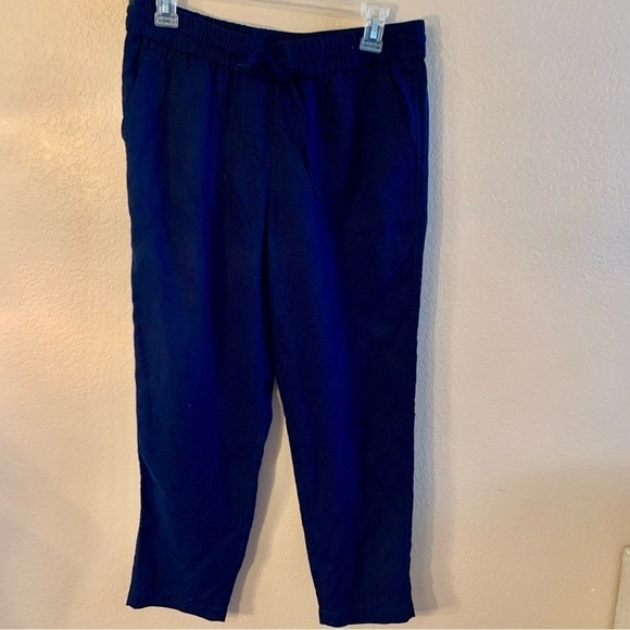Talbots Pants Size 4 Navy Blue Drawstring Lyocell Relaxed Fit Lightweight - Picture 2 of 10